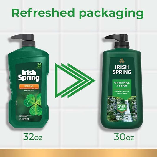 Irish Spring Moisture Blast Body Wash, 30 Oz Pump (Pack of 4)